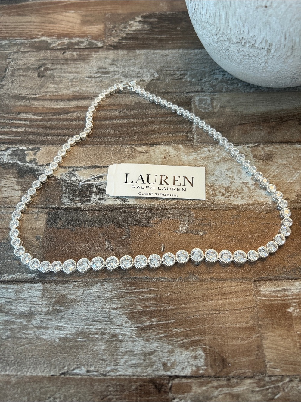 Lauren Ralph Lauren Clear Cubic Zirconia Tennis Necklace